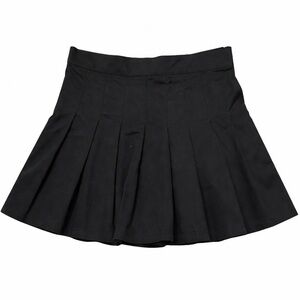 Mamba Jeans Black Pleated Mini Skirt Size L Juniors Zipper Repair Needed
